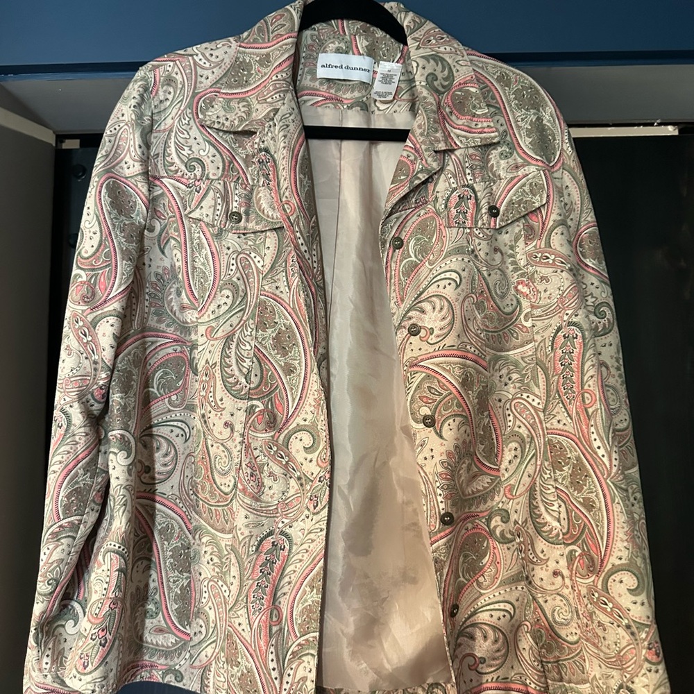 Vintage Alfred Dunner Paisley Jacket - Cream, Pink, Green